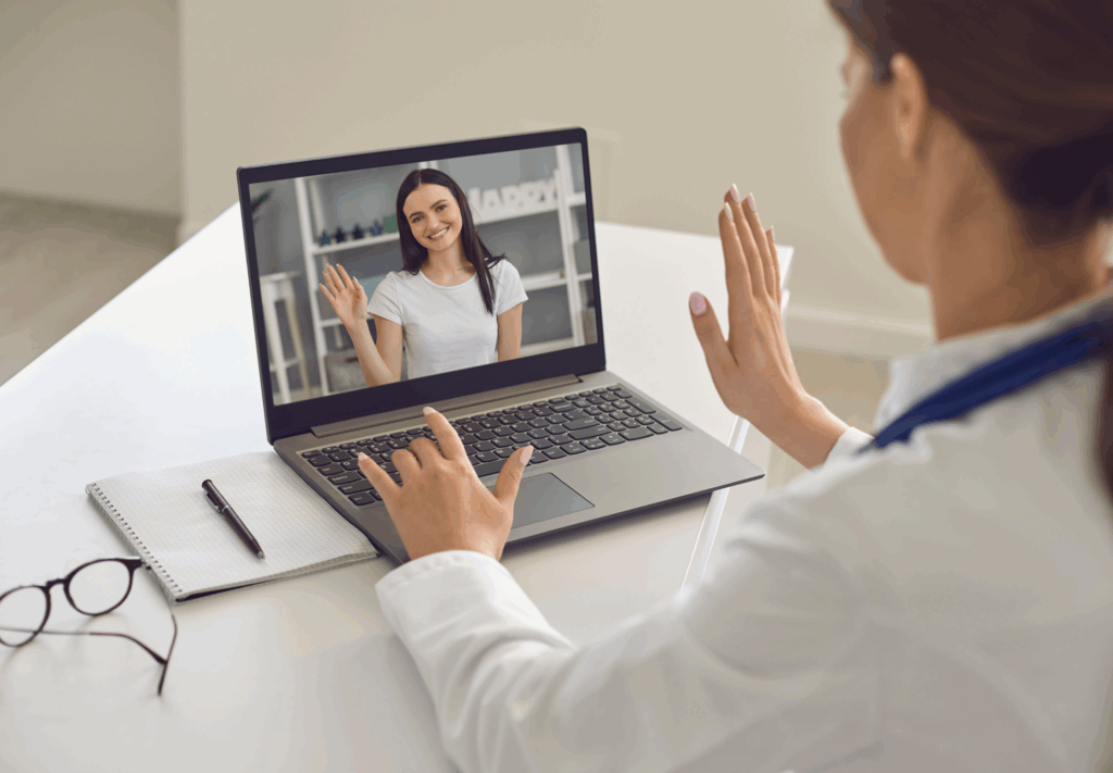 2 woman sees talking virtually